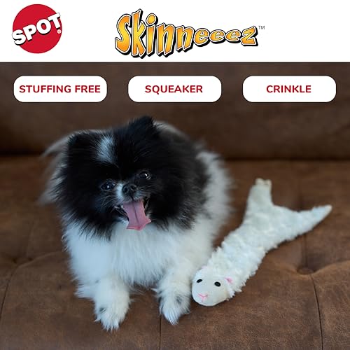 SPOT Skinneeez Crinklers Lamb - Stuffing-Free Dog Toy with Crinkle & Squeaker Sounds, Durable for Moderate Chewers, Tug Toy for Small Dogs & Puppies, 14in - style: Small Lamb