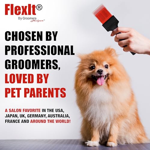 FlexIt Home - Flexible Slicker Brush for Dogs (Double, Firm Flex) | Dog Grooming Brush for Poodles, Golden Doodles, Huskies, Retrievers, and Labradoodles | 3-in-1 System & Video Trainings - color: Firm Flex - Double