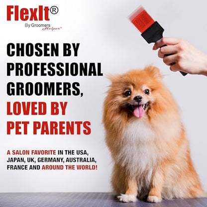 FlexIt Home - Flexible Slicker Brush for Dogs (Single, Firm Flex) | Dog Grooming Brush for Poodles, Golden Doodles, Huskies, Retrievers, and Labradoodles | 3-in-1 System & Video Trainings - color: Firm Flex - Single