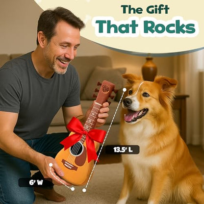 PUPROAR Guitar Dog Toy, Funny Plush Squeaky Puppy Gift, Unique Birthday Gift for Small, Medium & Large Breeds