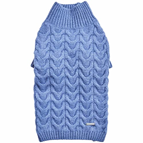 Blueberry Pet Classic Fuzzy Textured Knit Pullover Turtle-Neck Dog Sweater in Heather Blue, Back Length 10", Pack of 1 Clothes for Dogs - color: Heather Blue, Turtle-neck, size: 10 inch