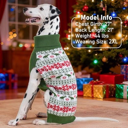 KYEESE Dog Christmas Sweater, Cozy Turtleneck Dog Sweater for Small Dogs Boy Girl with Snowflake & Reindeer Pattern, Soft Knit Holiday Outfit with Leash Hole, Winter Pet Clothes, Small - color: 5# Christmas（Green）, size: Small (4-7lbs)