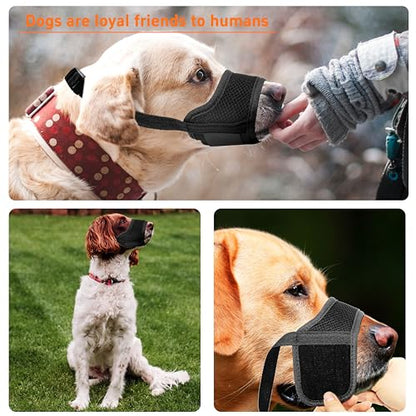 Seyezo Dog Muzzle, Breathable Nylon Muzzles for Small Medium Large Dogs, Soft Air Mesh Pet Muzzles Anti Chewing Allow Eating Drinking, Adjustable Puppy Mouth Cover Prevent Biting 6 Sizes, Black, XS - size: X-Small