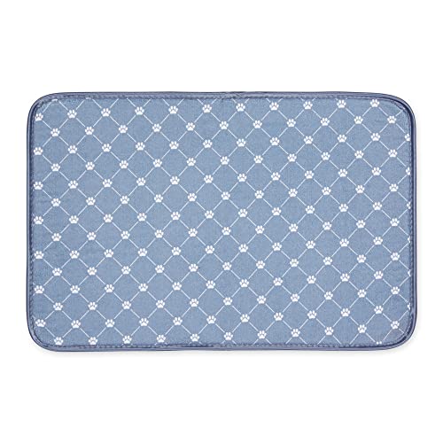 Bone Dry Machine Washable, Ultra Absorbent Pet Mat, 12x18, Stonewash Blue Trellis Print - color: Stonewash Blue Trellis Print, size: 12"L x 18"W