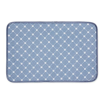 Bone Dry Machine Washable, Ultra Absorbent Pet Mat, 12x18, Stonewash Blue Trellis Print - color: Stonewash Blue Trellis Print, size: 12"L x 18"W