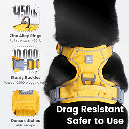 Pawaii No Pull Dog Harness with Pet ID Tag,Reflective Strips No Choke Front O Ring Breathable Mesh Adjustable Soft Padded Pet Vest with Easy Control Handle for Large Dogs | Built for safer walks with a QR Pet ID Tag, front no pull clip, reflective trim, c