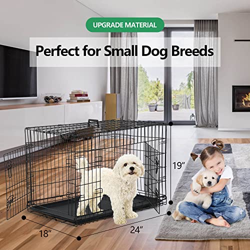 Collapsible Dog Crate, 24 Inch, Black, Foldable, Easy to Clean, Safe and Secure Construction, Ideal for Travel, Multifunctional - color: Black, size: 24 inch