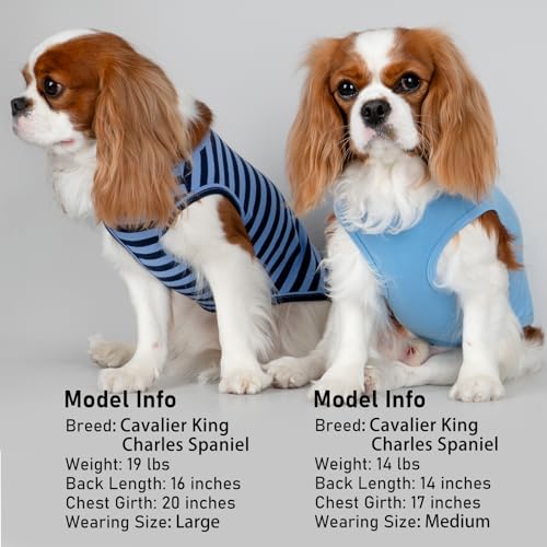 KYEESE 2Pack Dog Shirt, Soft Striped Dogs T Shirts, Lightweight Doggie Tank Top Cat Clothes, Sleeveless Dog Shirt for Small Dogs, Stretchy Pet Vest, Dark Blue, Small - color: 02# 2Pack (Dark Blue+Striped), size: Small (4-7lbs)