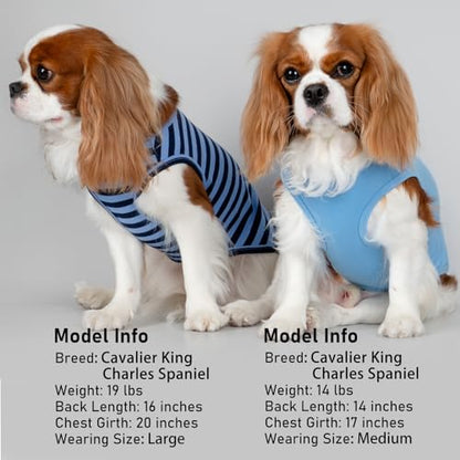 KYEESE 2Pack Dog Shirt, Soft Striped Dogs T Shirts, Lightweight Doggie Tank Top Cat Clothes, Sleeveless Dog Shirt for Small Dogs, Stretchy Pet Vest, Dark Blue, Small - color: 02# 2Pack (Dark Blue+Striped), size: Small (4-7lbs)
