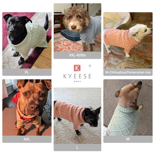 KYEESE Dog Sweater Stretchy Pet Sweater Warm Dogs Clothes with Long Sleeve Classic Cable Knit Turtleneck Dogs Coats, Soft Small Dog Sweater for Cold Weather, Blue, X-Small - color: 08# Blue, size: X-Small (4-6lbs)