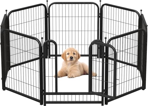 Dog Playpen 8/16 Panels 32" Height Heavy Duty Dog Fence Puppy Pen for Large Medium Small Dogs Indoor Outdoor Foldable Pet Exercise Pen - size: 32"High, style: 08 Panels