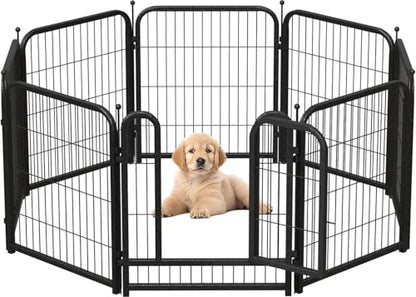 Dog Playpen 8/16 Panels 32" Height Heavy Duty Dog Fence Puppy Pen for Large Medium Small Dogs Indoor Outdoor Foldable Pet Exercise Pen - size: 32"High, style: 08 Panels