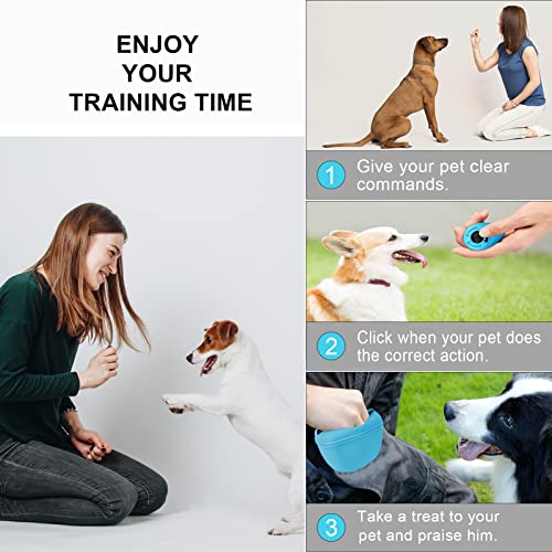 Left&Right Dog Clicker Training Kit,Silicone Dog Training Treat Pouch and Dog Clickers,Dog Treat Bag with Clicker Training for Dogs,Pet Treat Bag with Magnetic Buckle Closing and Waist Clip,Sky Blue - color: Sky Blue