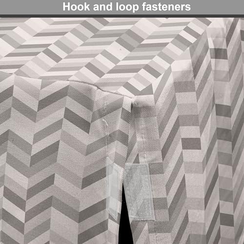 Lunarable Chevron Dog Crate Cover, Monochrome Stripes 3 Dimensional Pattern Geometric Chevron Design Abstract, Easy to Use Pet Kennel Cover for Cats & Medium Dogs, 24 Inch, Taupe and Grey - color: Taupe and Grey, size: 24 Inch