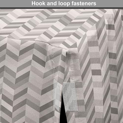Lunarable Chevron Dog Crate Cover, Monochrome Stripes 3 Dimensional Pattern Geometric Chevron Design Abstract, Easy to Use Pet Kennel Cover for Cats & Medium Dogs, 24 Inch, Taupe and Grey - color: Taupe and Grey, size: 24 Inch