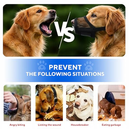 Evollax Extra Large Dog Muzzle - Air Mesh XL Dog Muzzle to Stop Biting, Barking and Chewing