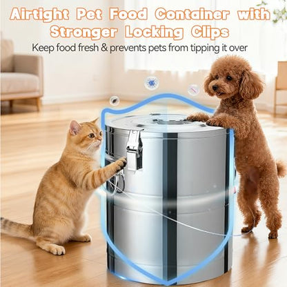 35lb Stainless Steel Dog Food Storage Container, Large Capacity Metal Pet Food Storage Container with Scoop, Airtight Dog & Cat Food Treat Bin for Dry Food Keep Fresh for Multi-Pet Households - size: 35lb