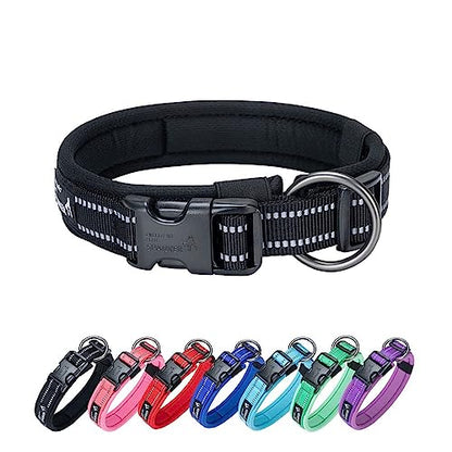 EXCELLENT ELITE SPANKER Reflective Dog Collar Classic Soft Padded Breathable Nylon Adjustable Pet Collar with Quick Release Buckle for Boy Girl Male Female Small Medium Large Dogs Training(Black-S) - color: Black, size: S