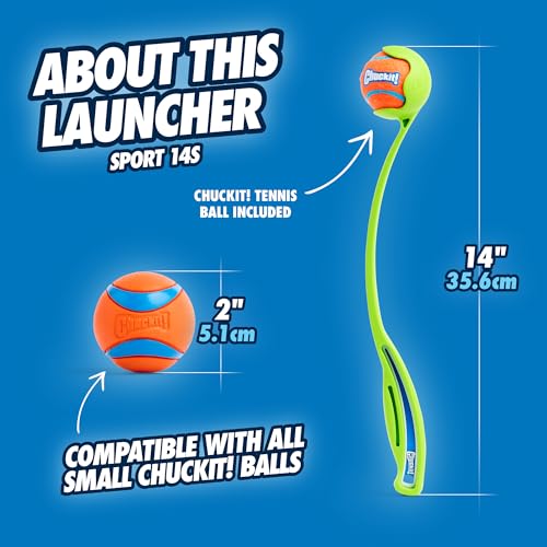 Chuckit! Sport 14S Ball Launcher for Small Dogs, 14-Inch Manual Thrower with 2-Inch Ball, Fits Dogs up to 20 lbs