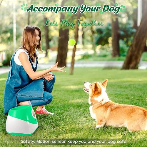 SOCO Automatic Ball Launcher for Dogs, 15 2-Inch Balls, Green | USB Rechargeable, 10/20/30 ft Throws, Indoor/Outdoor Fetch Toy, Mesh Bag, Small & Medium Dogs - color: Green-15 balls