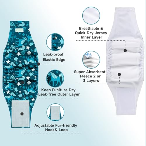 Wegreeco Washable Male Dog Diapers (Pack of 3) - Washable Male Dog Belly Wrap (Mustang, X-Small) - color: Mustang, size: X-Small (Pack of 3)