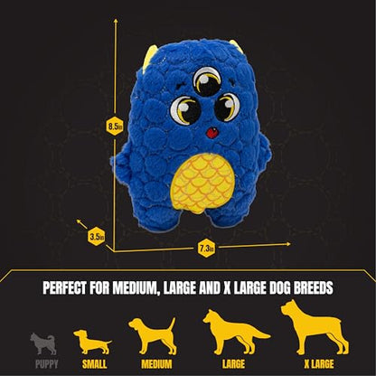 Bite Force - Durable & Strong Dog Toy Blue Furocious Frank Monster with Squeaker, Kevlar-Reinforced Seams for Aggressive chewers. - color: Medium - Furocious Frank