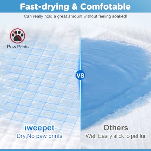 iweepet Upgraded XXXXL 31 X47 40 Counts Thicken Super Absorbent & Leak-Proof 6 Layers Puppy Pads , Disposable Potty Pads Dog Pee Pads Extra Large for Puppy, Surgery, Older, Cats, Rabbits - size: 31"x47" Blue