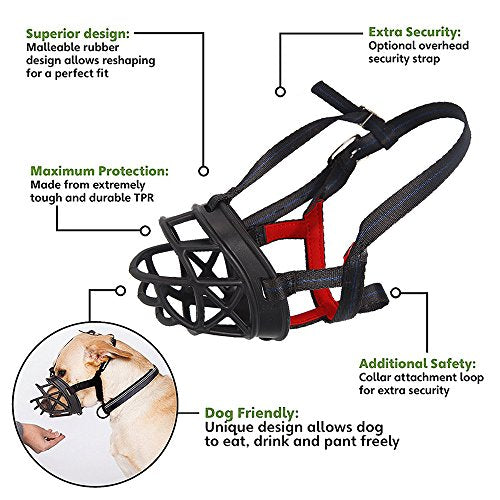 Mayerzon Basket Dog Muzzle for Small Medium Large Dogs, Breathable Silicone Muzzle for Anti-Biting and Anti-Chewing with Soft Padded and Adjustable Head Strap Allows Drinking(#4) - size: Size4-Snout 11-12.5 in