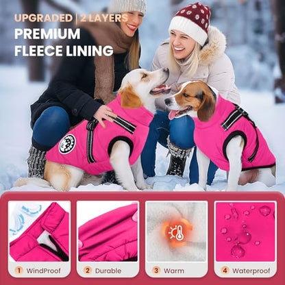 PETCARE Winter Dog Coat with Harness Built in Waterproof Dog Jackets Warm Pet Fleece Vest Windproof Snow Jacket Snowsuit Reflective Dogs Cold Weather Coats for Puppy Small Medium Large Dogs Cats - color: Pink, size: M(Chest 14.6" Suggest 4-7 lbs)