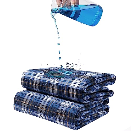 Non-Slip Bed Pads for Incontinence Washable (36" x 52"|2 Pack),Waterproof Bed Pads,Adult Washable Incontinence Bed Pads for Adults,Dog,Kids - color: Blue, size: 35" x 52" | 2 Pack