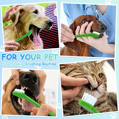 Honeydak Dog Toothbrush Bulk Dual Headed Dental Brushes Dogs Tooth Brushing Kit Long Handle Pet Tooth Brush for Puppy Large Small Cats and Most Pets Teeth Cleaning Dental Supplies(70 Pcs,Green) - color: Green