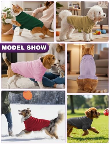 Dog Sweaters for Small Medium Large Dog, Classic Turtleneck Pet Clothes Warm Thermal Doggy Winter Coat, Thick Double Knitting Collar Pullover Cold Weather Puppy Jacket for Indoor & Outdoor Wear