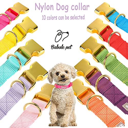 Nylon Dog Collar - Adjustable Rose Red Soft Webbing Dog Collars for Small Medium Large Dogs Boy Girl Puppy Collar with Safety Metal Buckle XS - color: Nylon-Rose Red, size: XS