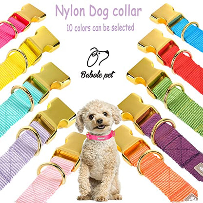 Nylon Dog Collar - Adjustable Rose Red Soft Webbing Dog Collars for Small Medium Large Dogs Boy Girl Puppy Collar with Safety Metal Buckle XS - color: Nylon-Rose Red, size: XS