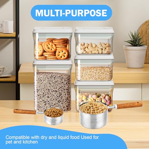 4 Pcs Dog Food Scoop Measuring-Cup, 1 Cup, 1/2 Cup, 1/3 Cup, 1/4 Cup, Stainless Steel Pet Food Scoops, Cat Food Measuring Cup