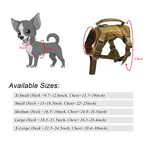 Tactical Service Dog Vest Harness, Outdoor Training Military K9 Patrol Dog Vest with Molle & Loop Panels Adjustable Tactical Dog Vest Harnesses with Handle (XS, Khaki) - color: Khaki, size: X-Small (Pack of 1)