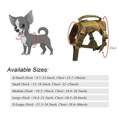 Tactical Service Dog Vest Harness, Outdoor Training Military K9 Patrol Dog Vest with Molle & Loop Panels Adjustable Tactical Dog Vest Harnesses with Handle (XS, Khaki) - color: Khaki, size: X-Small (Pack of 1)
