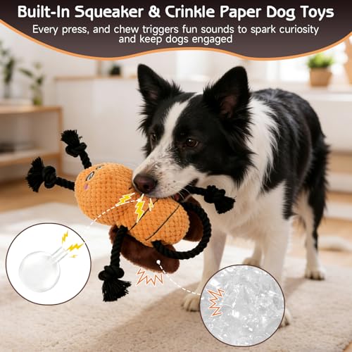 Yipetor Squeaky Dog Toy, [Cockroach Gent] Soft Plush Puppy Toys for Anxiety Relief, Durable Cotton Rope Teeth Clean Interactive Dog Toy to Keep Medium Small Dog Busy - Boredom Dogs Best Birthday Gift - color: Cockroach
