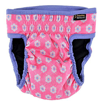 Pack of 3 Female Dog Diapers with 4 - Layers of Absorbent Pads Cat Panties Waterproof Leak Proof Washable (XS: Waist 8" - 12", Neon Pattern) - color: Pack of 3 Neon Pattern, size: XS: Waist 8" - 12"