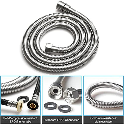 Brushed Nickel Dual Modes Brass Shower Wand High Pressure 7 Inch Brushed Finish Shower Head Sprayer Hand 2 In 1 Function Handheld Shower Head Set with 59 Inch Hose, Bracket - color: Brushed Nickel
