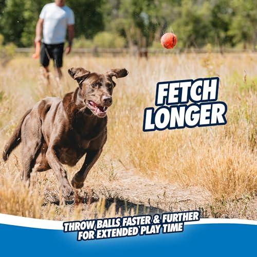 Chuckit! Sport 26L Dog Ball Launcher - Includes a 3-inch Diameter Large Ball for Dogs 60-100 Pounds - Manual Thrower for Dog Balls With a Slim Ergonomic Handle - 26-inch Length - size: Large, style: Sport