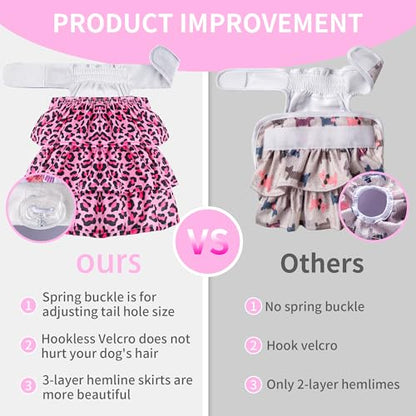 Cathy Doll 3 Pack Premium Reusable Washable Dog Diapers for Female Dogs in Heat Period Incontinence Puppy Training Highly Absorbent Leak-Proof Durable Pink (S) - size: S