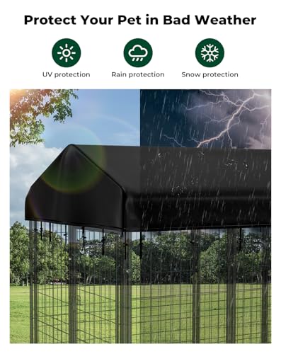 PawGiant Outdoor Dog Kennel Cover, 600D Waterproof UV-Resistant Sunshade Dog Enclosure Cover Replacement for 8x4ft Crate Outside - size: Medium