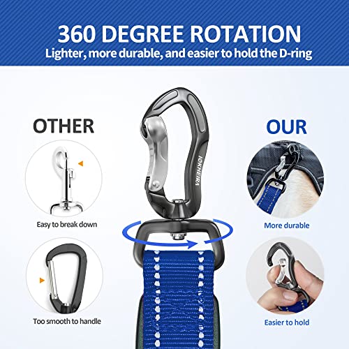 IOKHEIRA Multifunctional Dog Leash for Large & Medium Dogs, Adjustable with Car Seatbelt, 4-6 FT Strong Bungee (Blue) - color: Blue