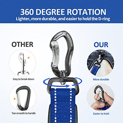 IOKHEIRA Multifunctional Dog Leash for Large & Medium Dogs, Adjustable with Car Seatbelt, 4-6 FT Strong Bungee (Blue) - color: Blue