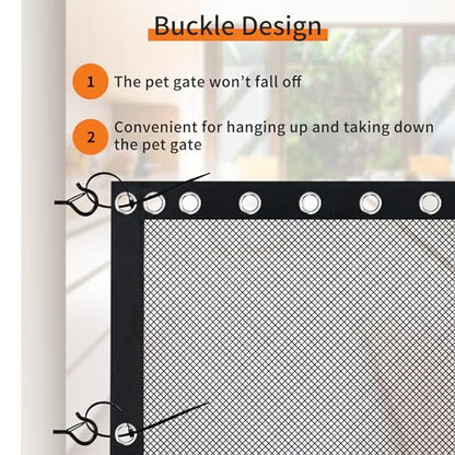 NWK Magic Dog Gate for Stairs Pet Gate for The House Providing a Safe Enclosure for Pets to Play and Rest, 6 Hooks Design (120'' X 30'') - size: 120'' X 30''