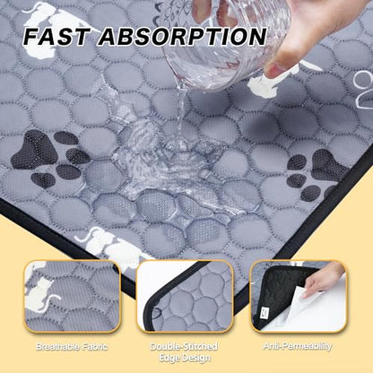 Washable Pee Pads for Dogs, 2 Pack Reusable Puppy Pads, Waterproof Pet Pee Pads for Dog Potty Training, Extra Large Dog Pee Pads for Crate, Playpen, and Whelping, Durable and Absorbent, Grey 32"x52"