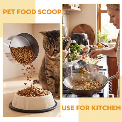 3/4 CUP Measuring Cup,Stainless Steel Measuring Cups for Cooking and Baking,Metal Pet Scooper for Dog Cat Bird Foods
