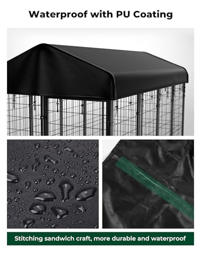 PawGiant Outdoor Dog Kennel Cover, 600D Waterproof UV-Resistant Sunshade Dog Enclosure Cover Replacement for 8x4ft Crate Outside - size: Medium