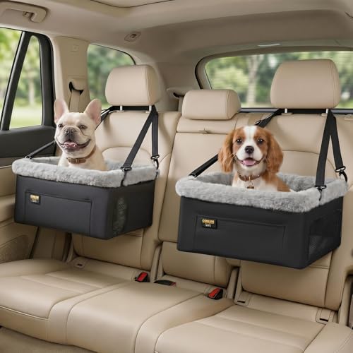 Conlun 2-Pack Dog Car Seat Boosters for Small Pets Under 20lbs, Portable Travel Puppy Car Seats with Internal Steel Frame, Comfort Cushions & Storage Pockets, Black - color: Black, size: 2 Pack-Small Dogs under 20lbs